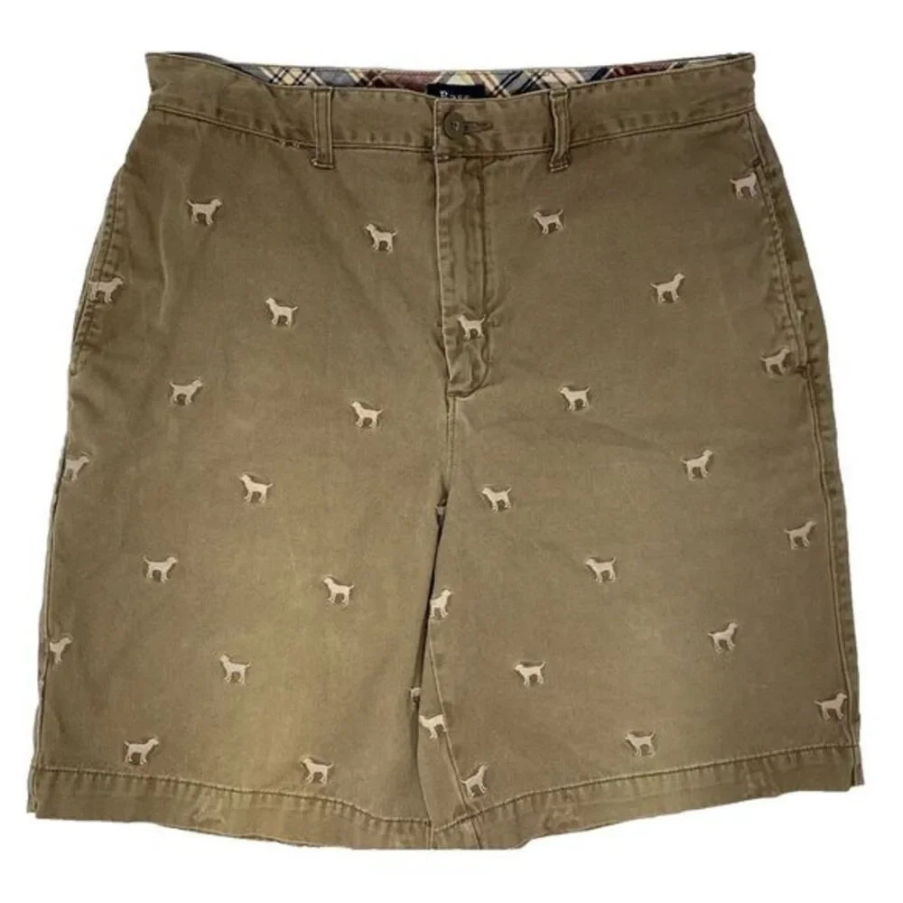 GH Bass & Co Brown Dogs Men's Flat Front Walking Golf Shorts‎ Size 34